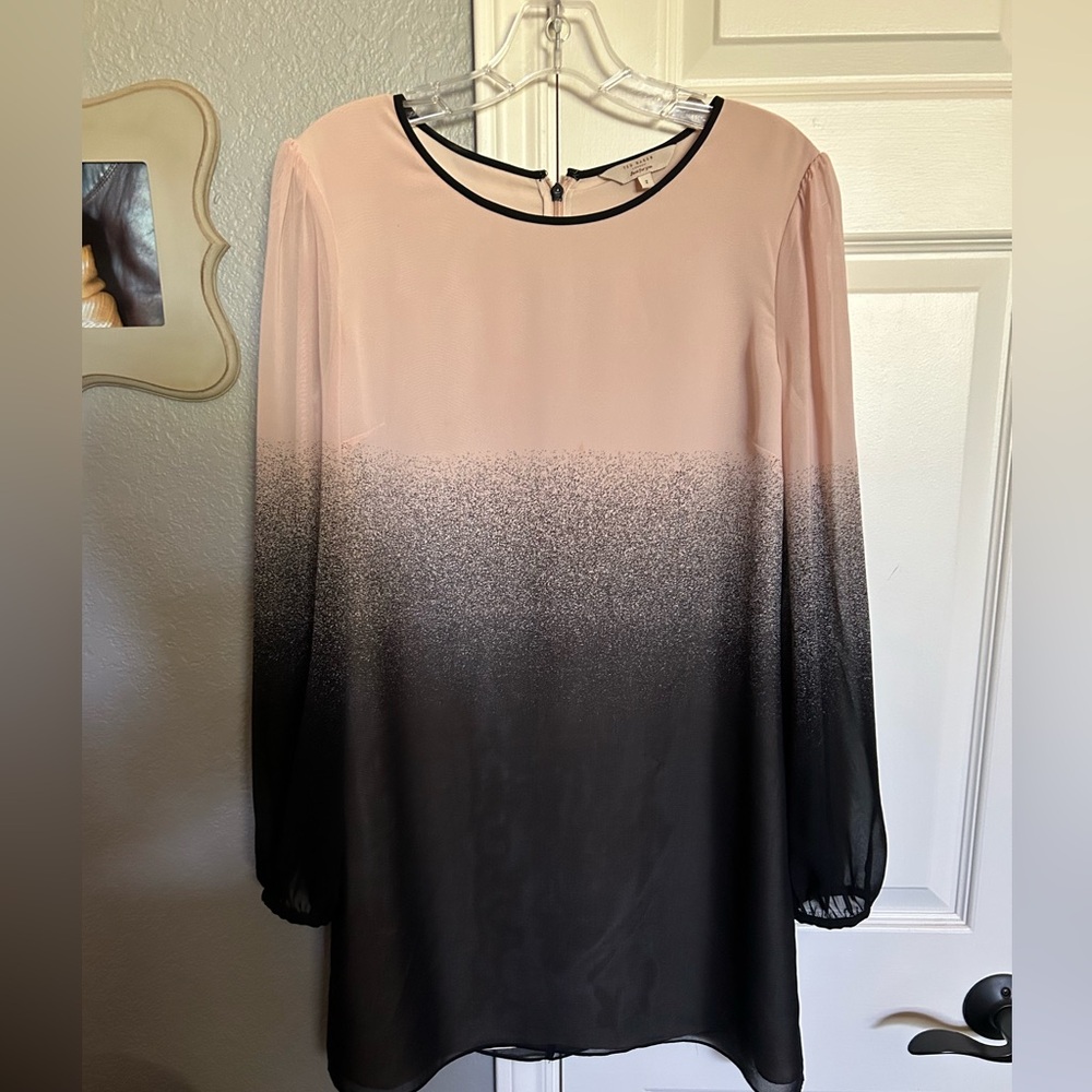 Ted Baker ombré pink and black long sleeve dress size 2